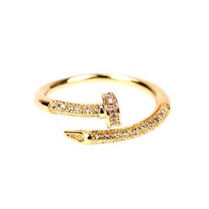 Cool Unique Gold Zirconia Nail Ring!